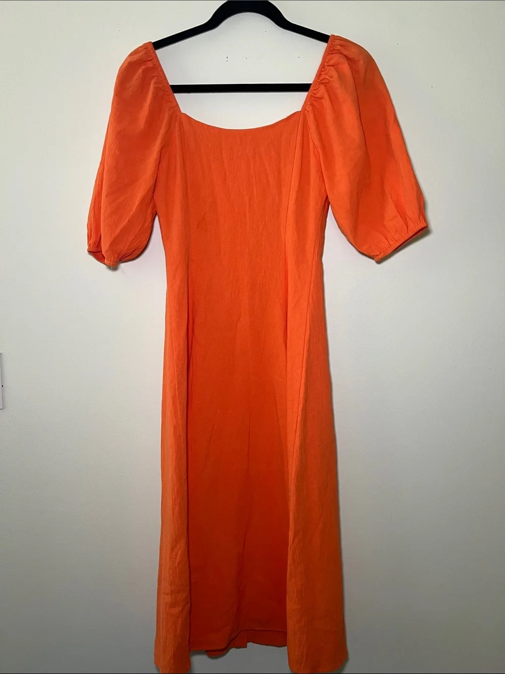 Urban Outfitters Orange Button-Front Dress with Puff Sleeves - Picture 4 of 7